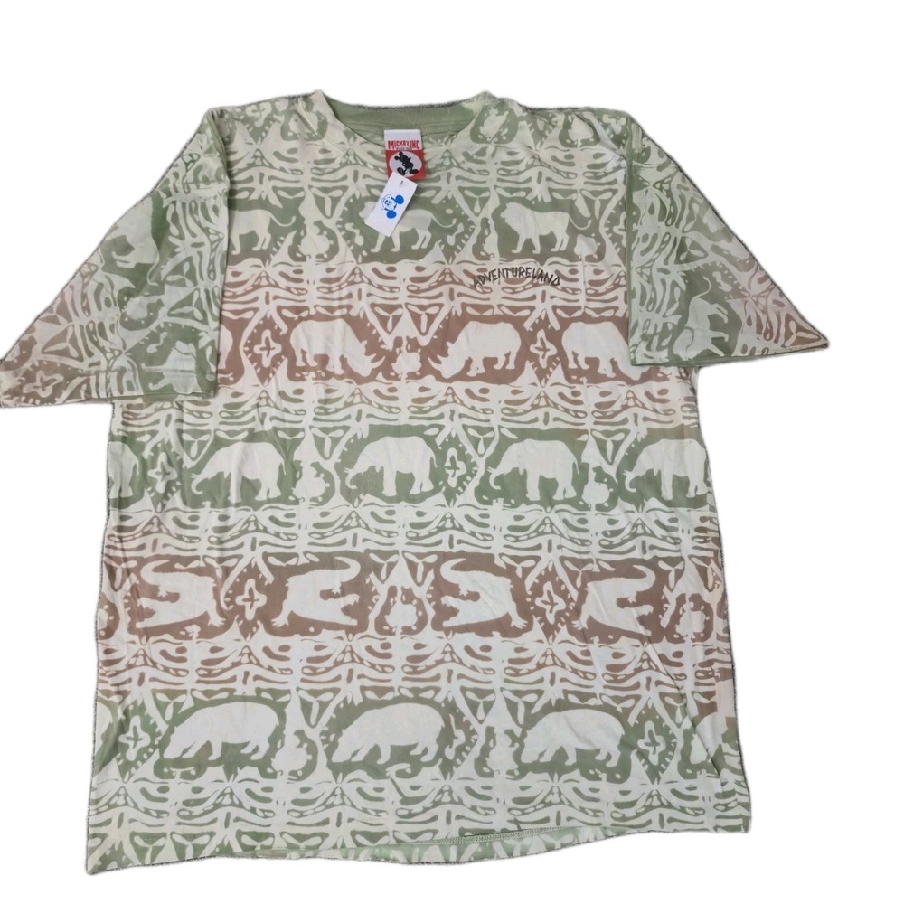 Vintage NWT Walt Disney World ADVENTURELAND AOP T Shirt XL Animals Safari 90s